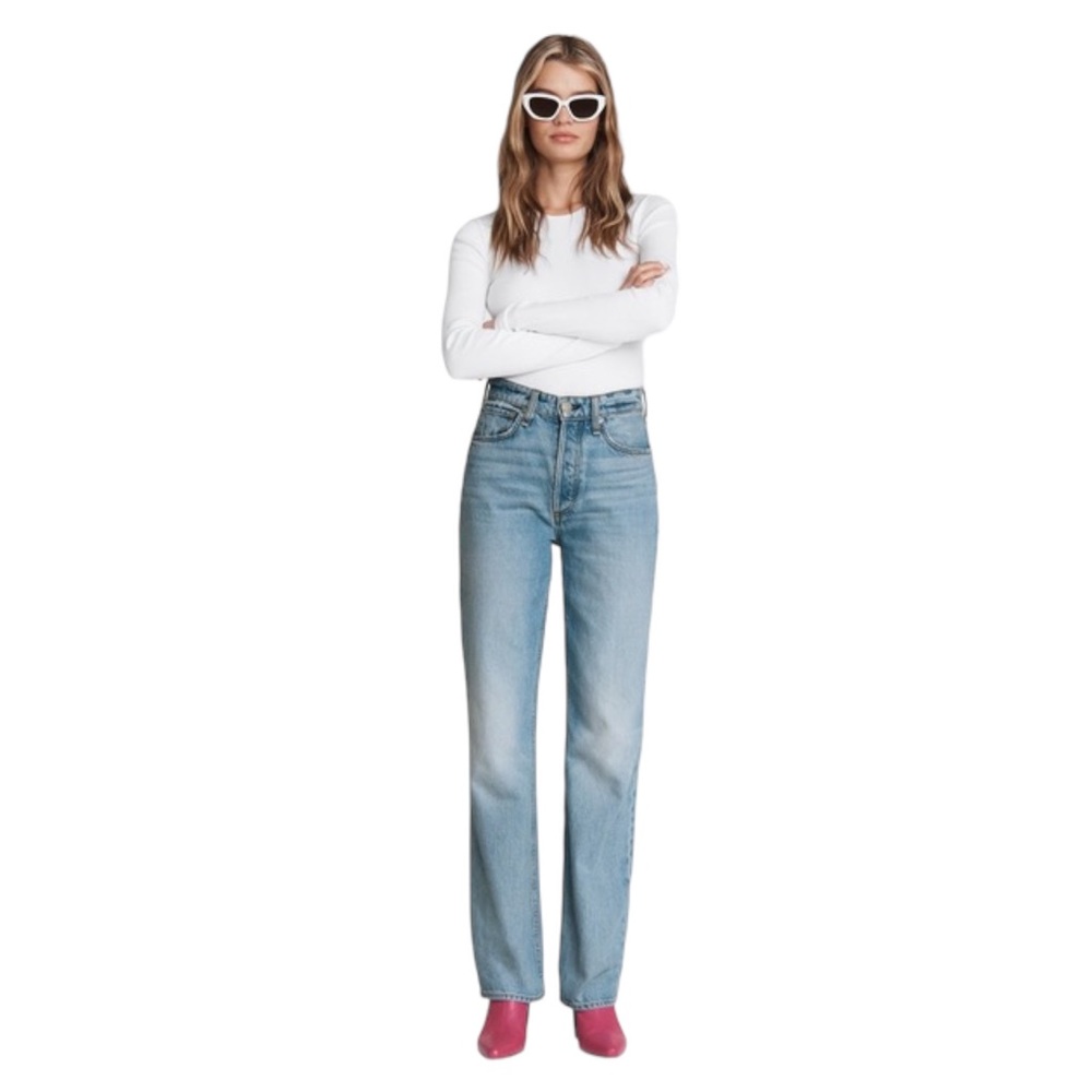 NWT Rag & Bone Alex Straight Leg High Rise Rigid Denim Jeans in Tulip Sz 25